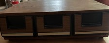 Vintage Audio Cassette Tape Storage Organizer Case 3 Drawer Faux Wood Grain 80s