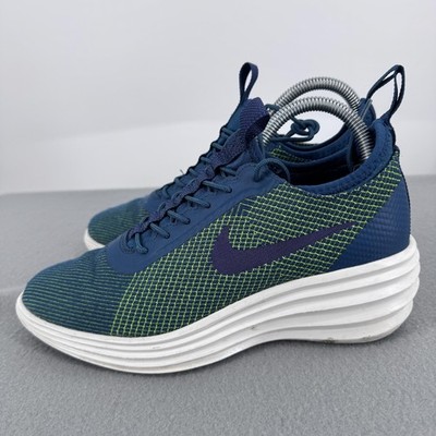 Nike LunarElite Sky Hi Shoes Womens Size 8 Blue Green Lunarlon 654169-400 Wedge
