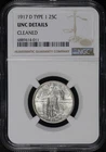 1917-D Type 1 Standing Liberty Quarter NGC UNC Details Cleaned