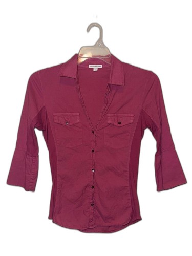 Standard James Perse Contrast Panel Button Front Shirt Size Medium Berry - Picture 1 of 9
