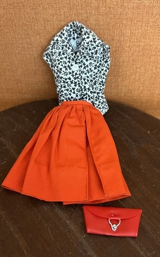 Cute Vintage Mattel Tagged Fashion Pak Top Red Tagged Skirt & Purse Doll Outfit