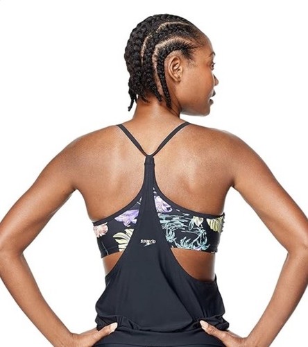 Speedo Women's Swimsuit Top Tankini Blouson, Speedo Black/Floral, X-Large NWT 💚 - Picture 2 of 6