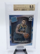 sports trading card singles graded Donovan Mitchell 2017-18  Optic Holo Rookie. rookie card picture