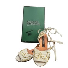 Maud Frizon Paris White Leather Lace Up Heeled Sandals EU 35 Vintage