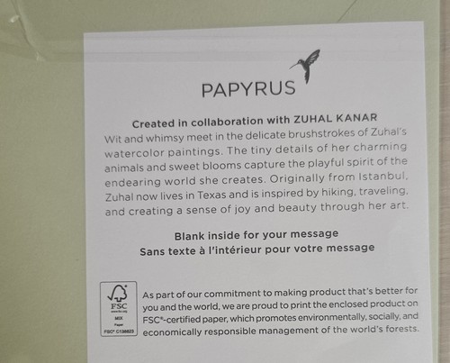 TARJETA PAPYRUS ZUHAL DISEÑO CANAR BÚHO GEMADO TODAS LAS OCASIONES - Imagen 4 de 4