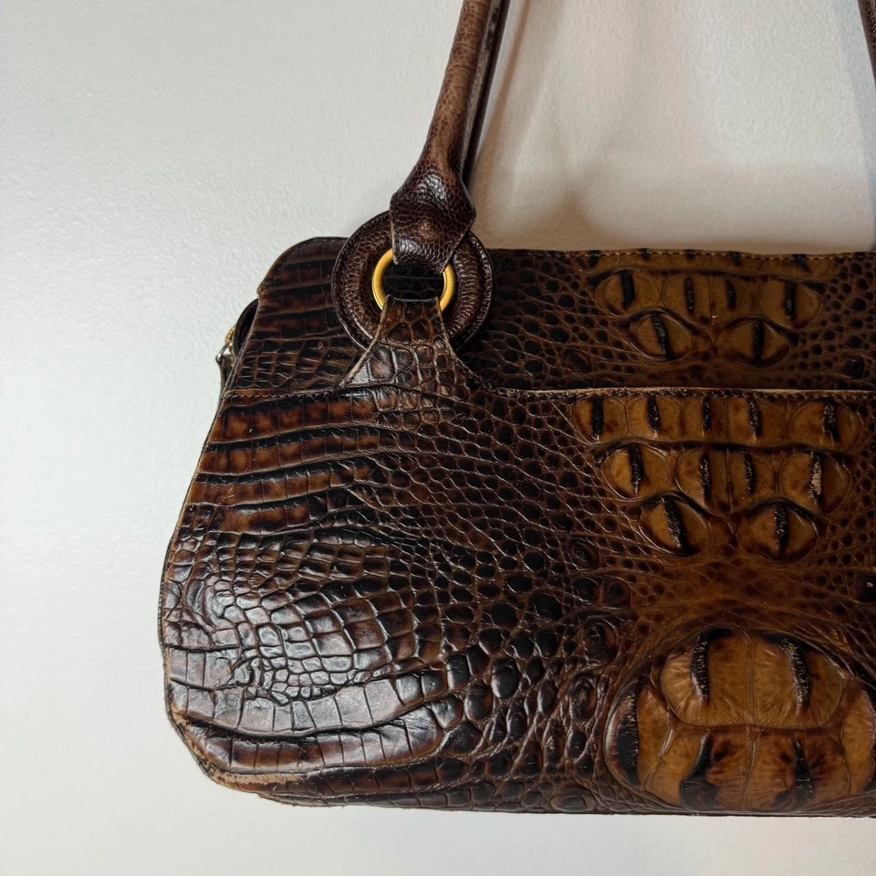 Cartera Brahmin Cocodrilo Repujado Marrón Pecan Cuero Rectángulo De Colección? Foto 3 de 4