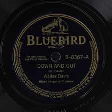 WALTER DAVIS: down and out / doctor blues BLUEBIRD Single 78 RPM