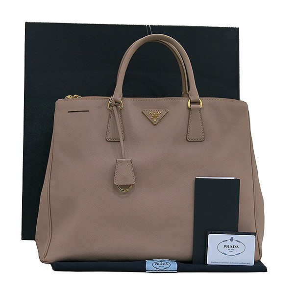 Prada Saffiano Lux Gold Logo Tote Bag BN1802