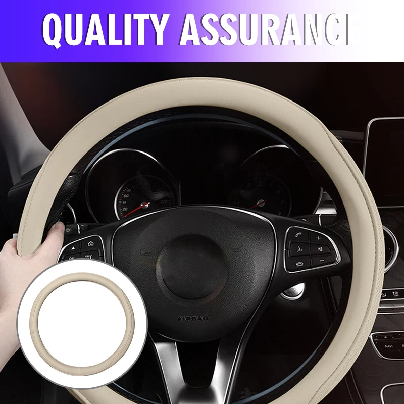 14.5-15.5" Car Steering Wheel Cover Non Slip Leather Sports Grip Universal Foto 2 de 4
