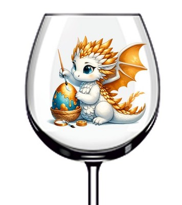 12x Ostern Gold Drache Vinyl Aufkleber Abziehbild Becher Weinglas Flasche Van Auto Becher
