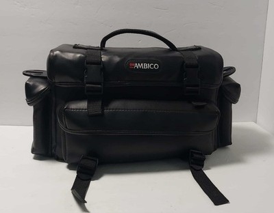 Vintage AMBICO Black Soft Leather Shoulder Bag for Camera/Video Large Clean