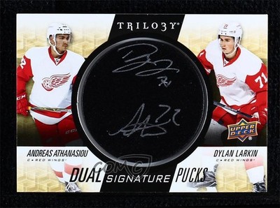 2016-17 Trilogy Dual Signature Pucks Andreas Athanasiou Dylan Larkin Auto 0o5t