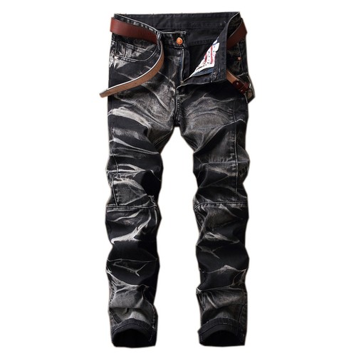 Fashion Men's Casual Vintage Washed Denim Jeans with Four-Color Pants - Picture 4 of 9