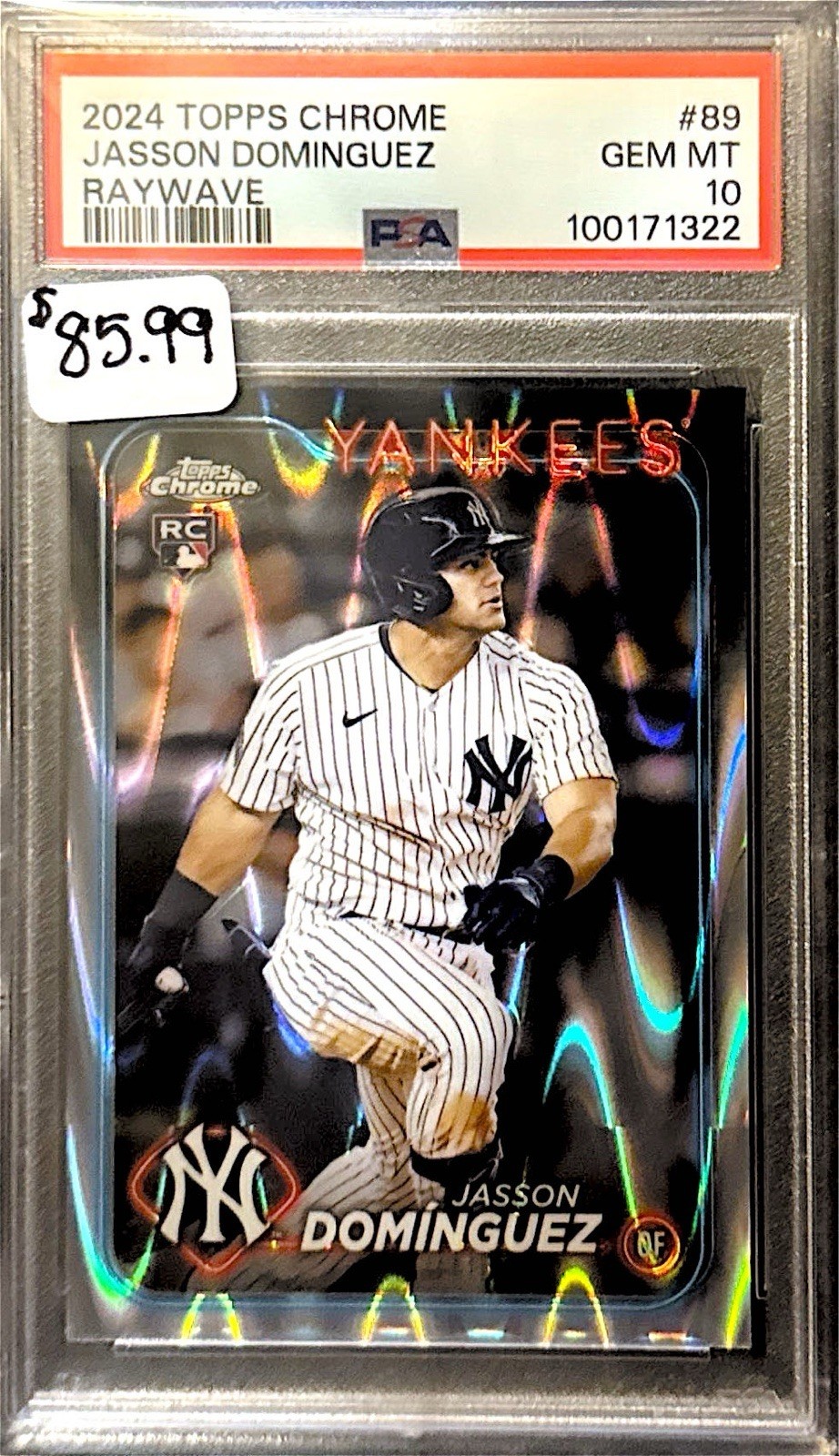 2024 Topps Chrome - Jasson Dominguez #89 RayWave Refractor (RC) PSA Gem MT 10
