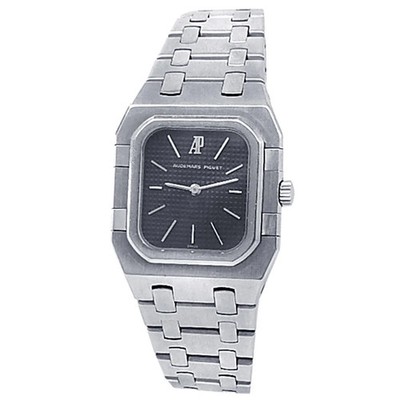 Audemars Piguet Vintage Stainless Steel Quartz Black Ladies Watch