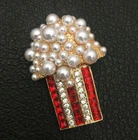 Fashion White Faux Pearls Crystal Popcorn Brooch Pin