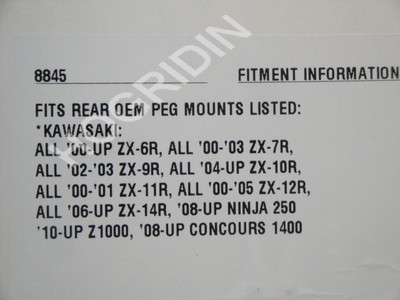 Kuryakyn 8845 KAWASAKI ZX1000 NINJA ZX 10R rear foot peg adapter