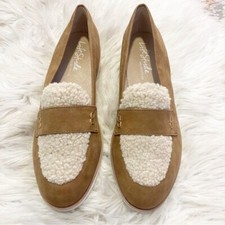Life Stride NWOB Oatmeal Tan Cream Sherpa Faux Suede Zee Cozy Loafers Size 10M