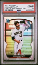 Graded 2023 Bowman Jordan Lawler #BCP92 Chrome REF #/499 RC Baseball Card PSA 10