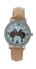 Disney MN5002 Minnie Mouse Women's Watch Analog Dial Pink Band With Rhinestones