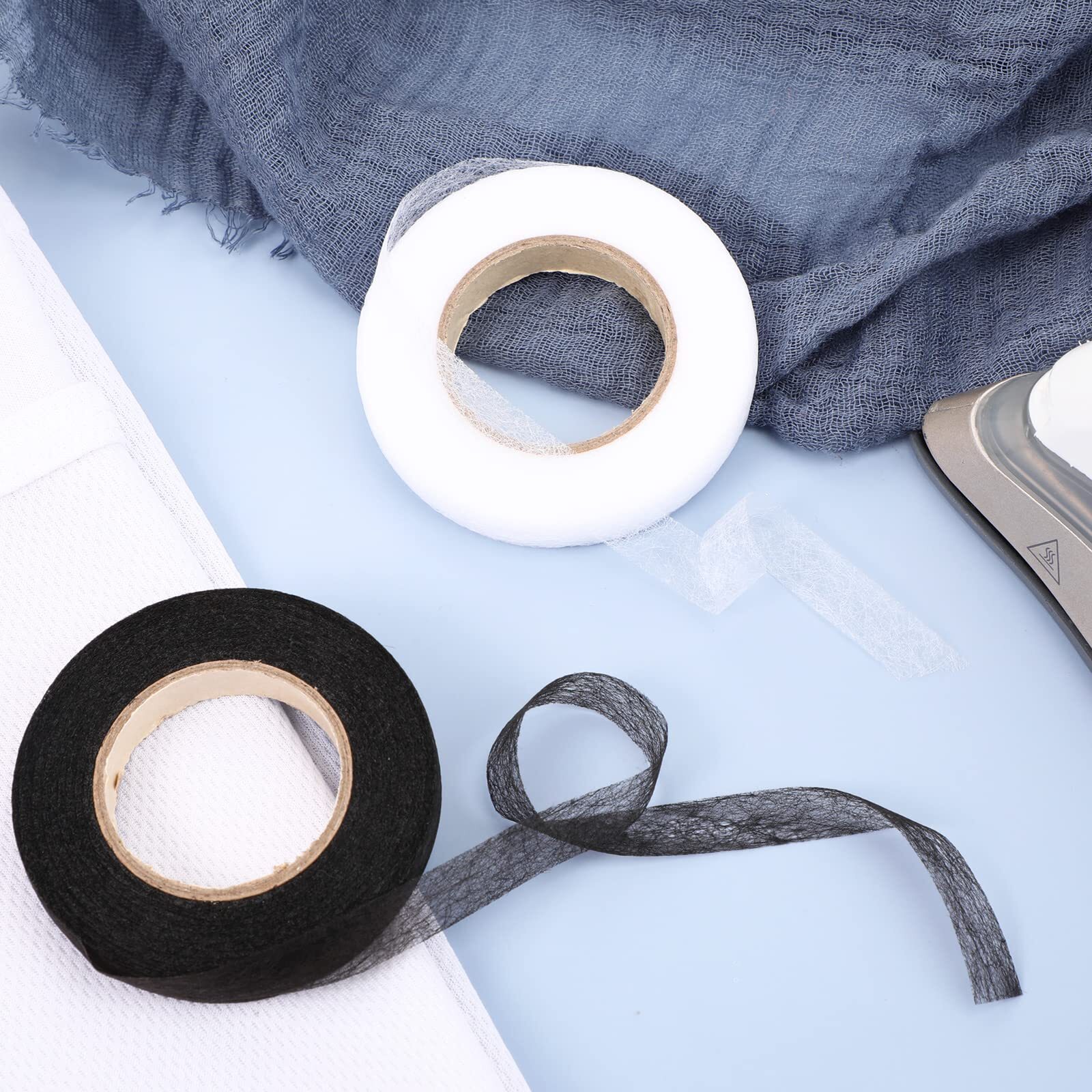 2 Rolls Iron On Hemming Tape No Sew Fusing Hem Tape for Hemming Curtain Clothes