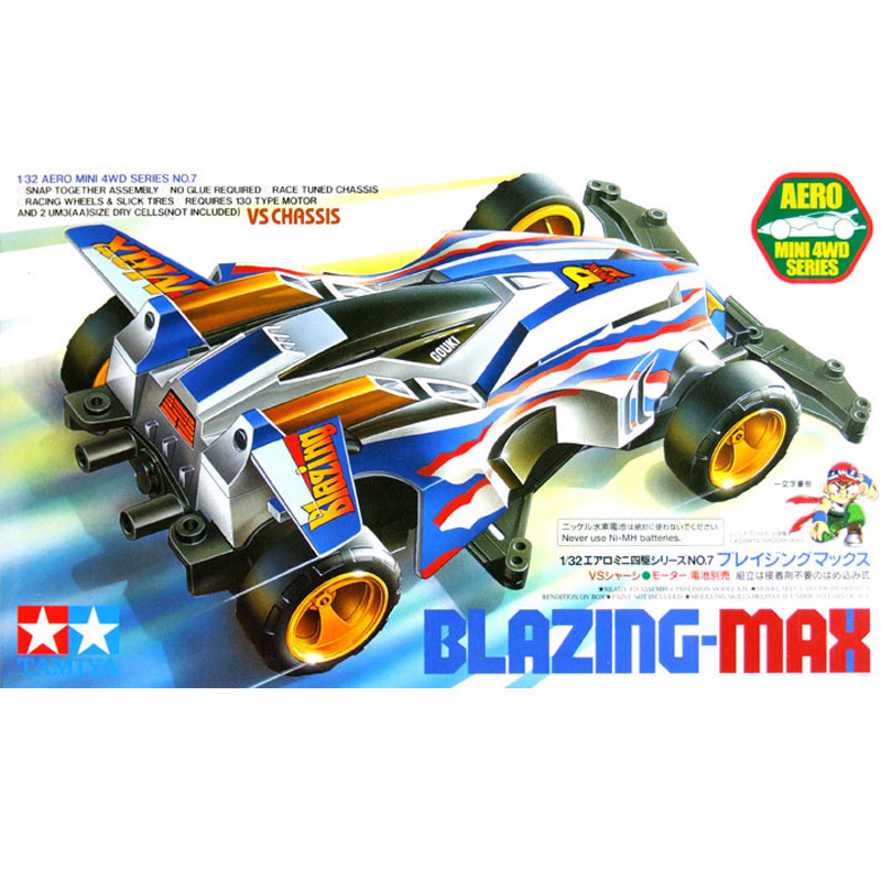 TAMIYA 1:32 MINI 4WD AERO BLAZING MAX VS CHASSIS CON MOTORE 19607 MADE IN JAPAN