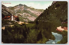 VINTAGE OLD OUTDOOR ANTIQUE POSTCARD HERMITAGE HOTEL OGDEN CANYON UTAH USA