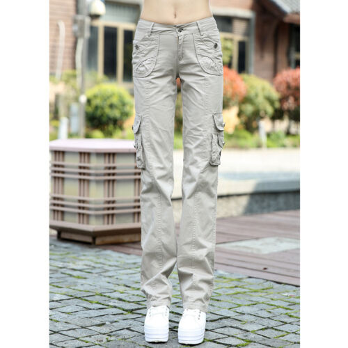 Women/Lady Cargo Trousers Pant Straight Leg Military Army Loose Pocket Hiking - Picture 4 of 9