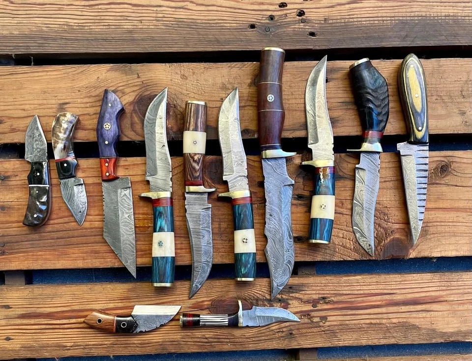 Beautiful Custom Handmade Damascus steel Knife Mics skinner knives lot of 12 - Image 4 of 4