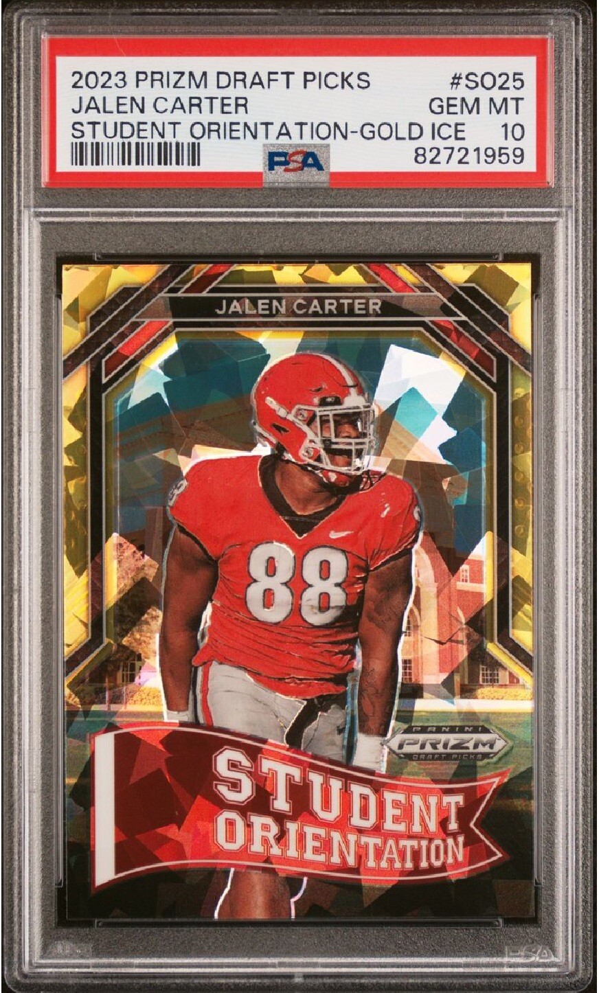 Jalen Carter Panini Prizm Draft Picks Student Orientation #SO25 Gold Ice