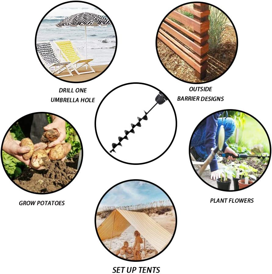 3x24Inch Garden Auger Drill Bit for Planting and Post Hole Digging