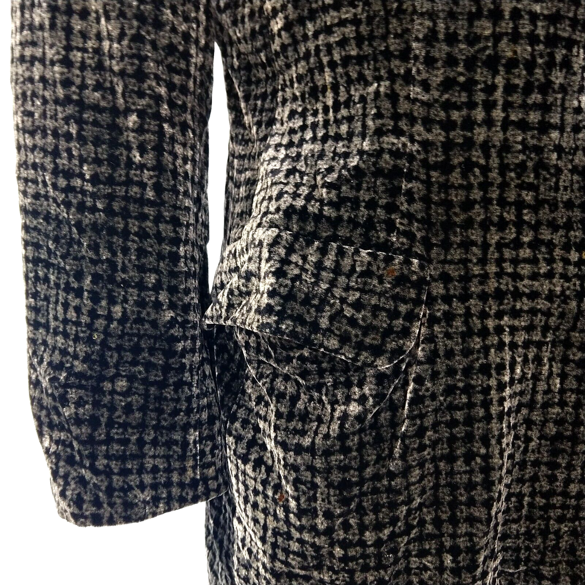 Giorgio Armani Vintage 90s Velvet Blazer Size 6 Houndstooth Jacket 