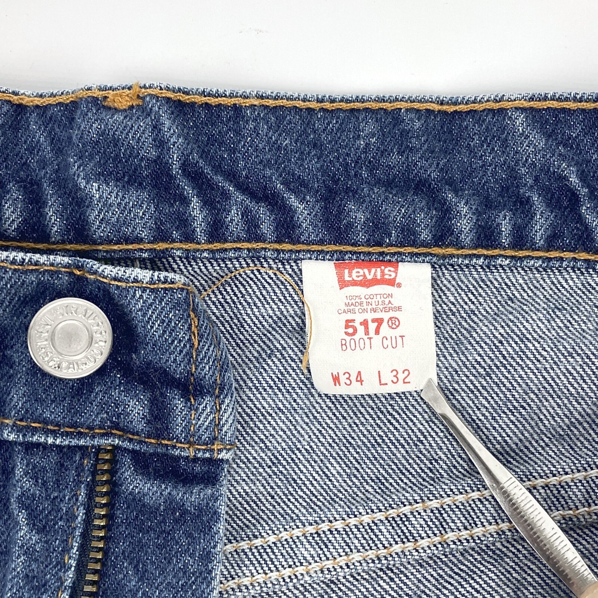 VTG Levi's 517 Boot Cut Men's 34x32 Dark Wash Blue Denim Jeans