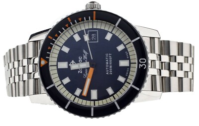 ZODIAC SUPER SEA WOLF STAINLESS STEEL BLUE DIAL ON BRACELET 40MM