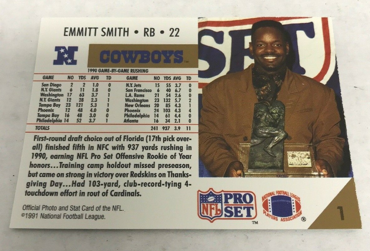 その他 NFL card 1990 almost complete set PROSET 1990 Pro Set Offensive Rookie of The Year Emmitt Smith #1