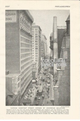 PHILADELPHIA SCHMALE KASTANIE STRASSENANSICHT um 1926 FOTO ILLUSTRATION DRUCK