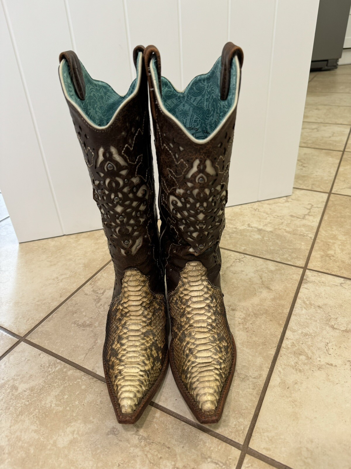 Corral Boots Genuine Python Snake Leather Western… - image 18