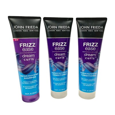 John Frieda Frizz Ease Dream Curls Shampoo & 2 Conditioners Set 8.45 Fl Oz