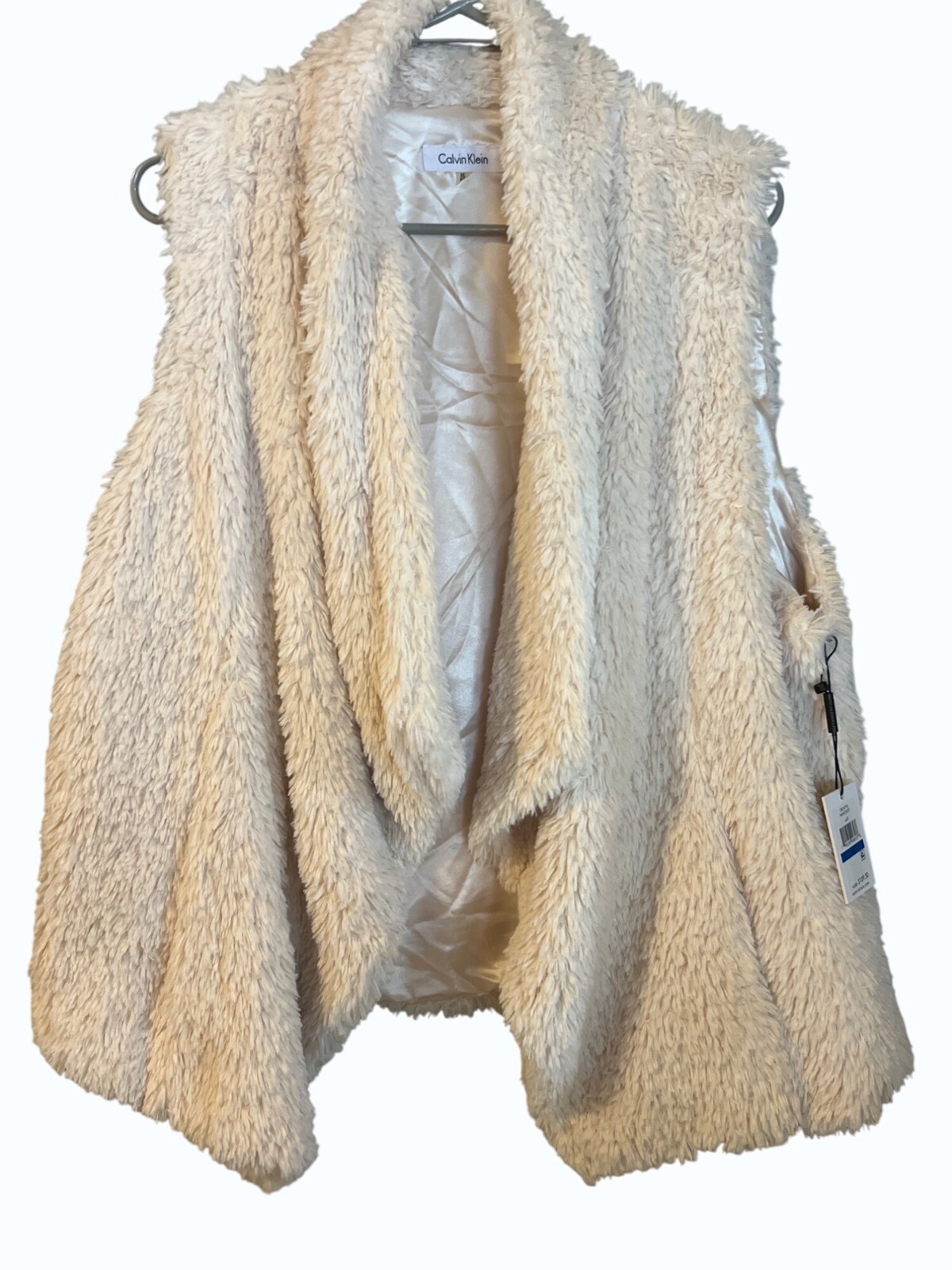 Calvin Klein Faux Fur Vest - Size XL - NWT - Cream White - MSRP $109.50