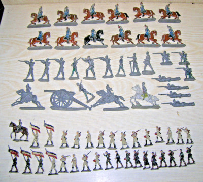 66 seltene halbplastische Zinnfiguren 1. WK 3,5 bis 5 cm verschiedene Hersteller