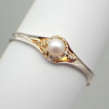 Hagit Gorali Pearl Cuff Bracelet Sterling Silver 14K Gold Israel