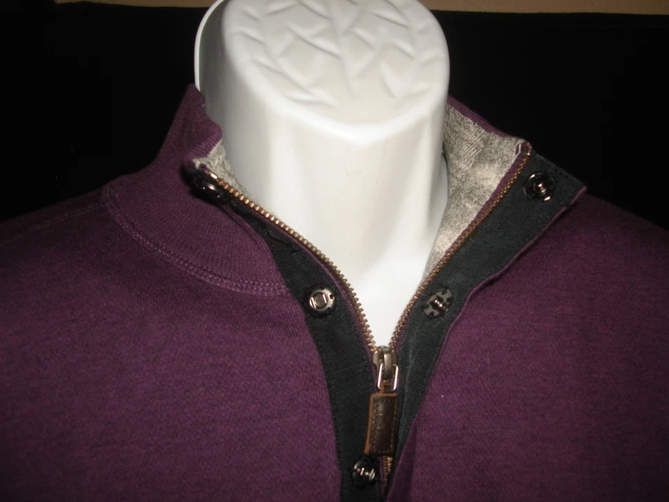 MENS NAT NAST LUXURY ORIGINALS FUCHSIA COTTON NYLON BLEND 1/2 ZIP SWEATER SZ M  - Image 2 of 4