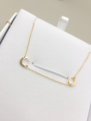 Oak & Luna Mini Initiale ''C'' Choker Halskette - 14K massiv Gold