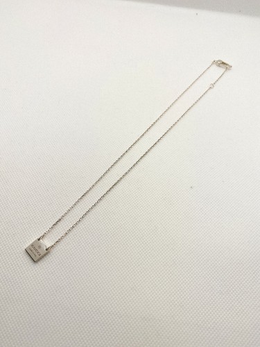 GUCCI Sterling Silver Plate Chain square Necklace SV925 No Box - Picture 13 of 16