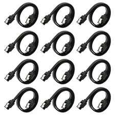 12Pack SATA III Cable 6.0 Gbps Data Straight Black Locking Latch 16 Inch