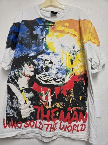 Nirvana Kurt Cobain Bowie Ziggy Stardust AOP Bootleg Shirt Single Stitch Men 2XL