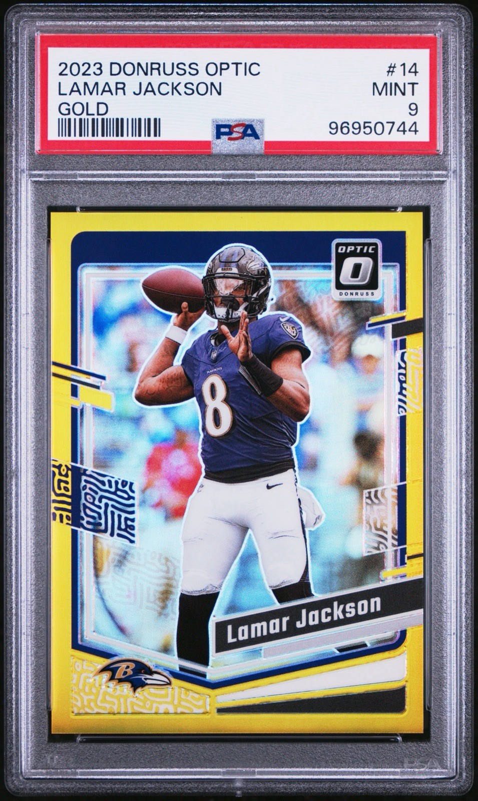 2023 Panini Donruss Optic - Lamar Jackson #14 Gold Prizm /10