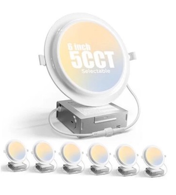  6 Pack LED Recessed Lighting 6 Inch, 1100LM 12W 120V, Dimmable, 2700K 6 Packs