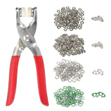 100Set Metal Snap Button Kit 9.5mm Hollow Prong Snap Button Fasteners Tool Green