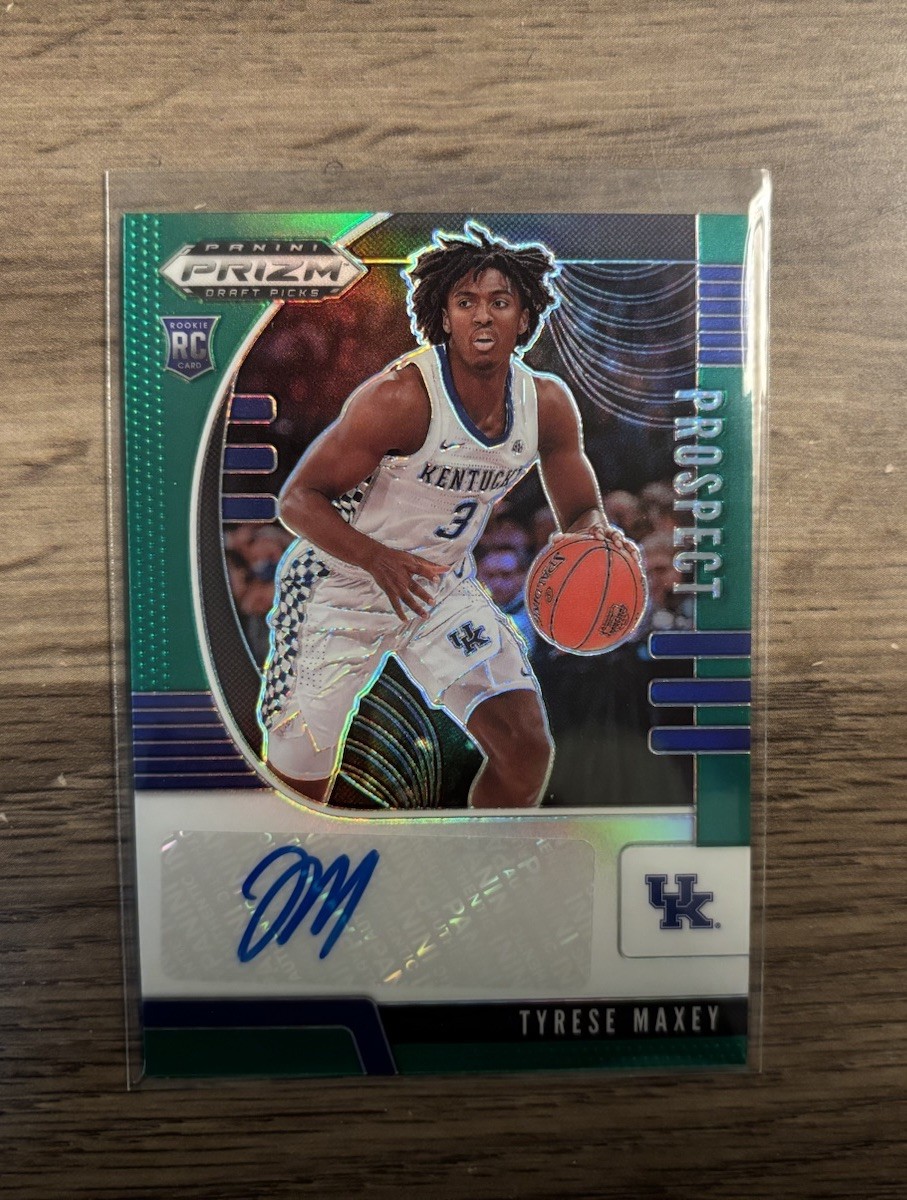 2020 TYRESE MAXEY Green Panini Prizm Draft Picks Prospect Rookie Auto Autograph